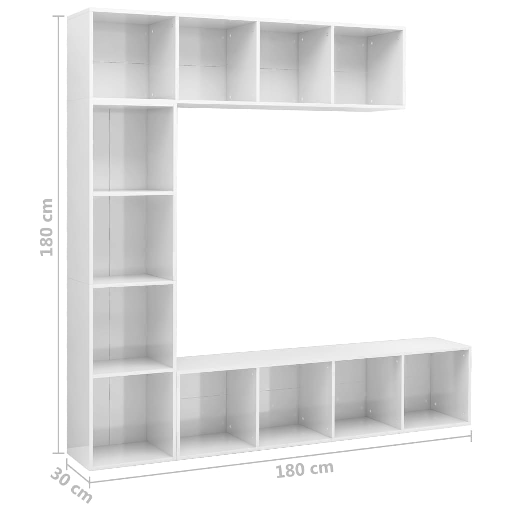 3-delige boekenkast- / tv-meubelset 180x30x180 cm