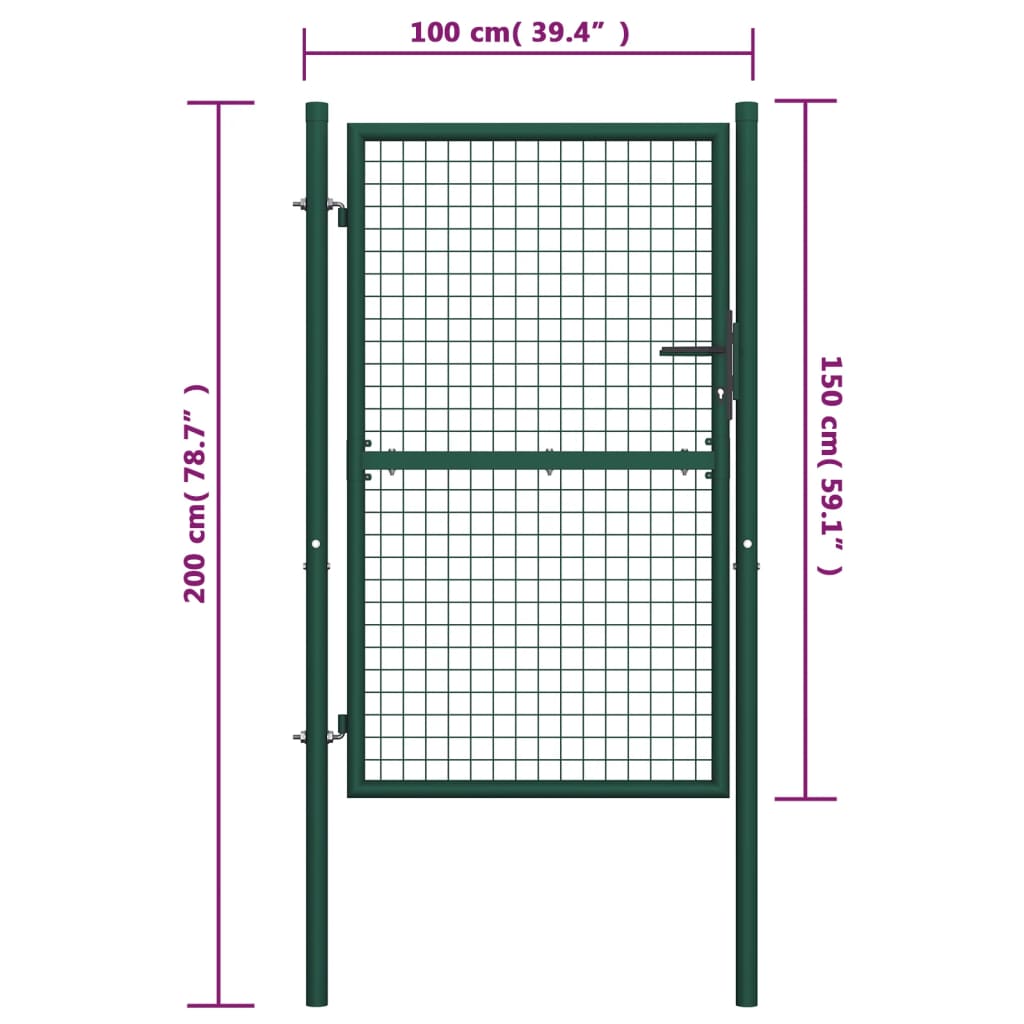 Portail 100x125 cm acier vert