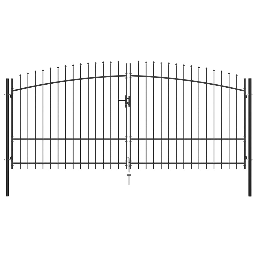 Portail de clôture double porte avec dessus de lances 400x200 cm