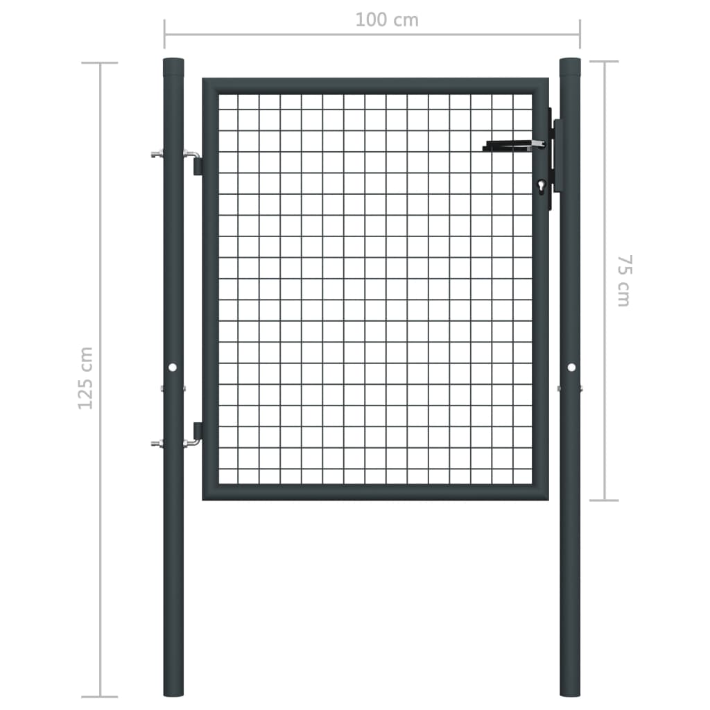 Gaaspoort 100x250 cm gegalvaniseerd staal grijs