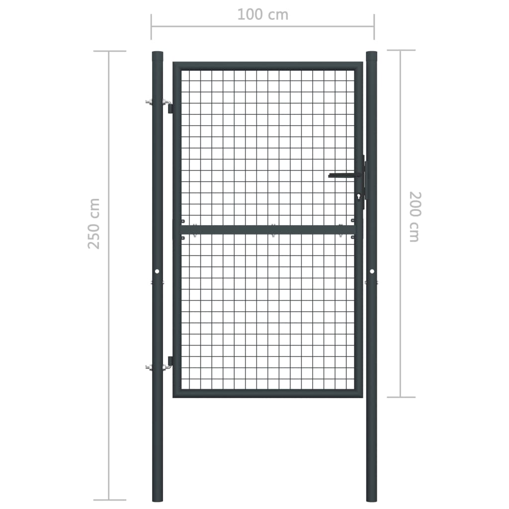 Gaaspoort 100x175 cm gegalvaniseerd staal grijs