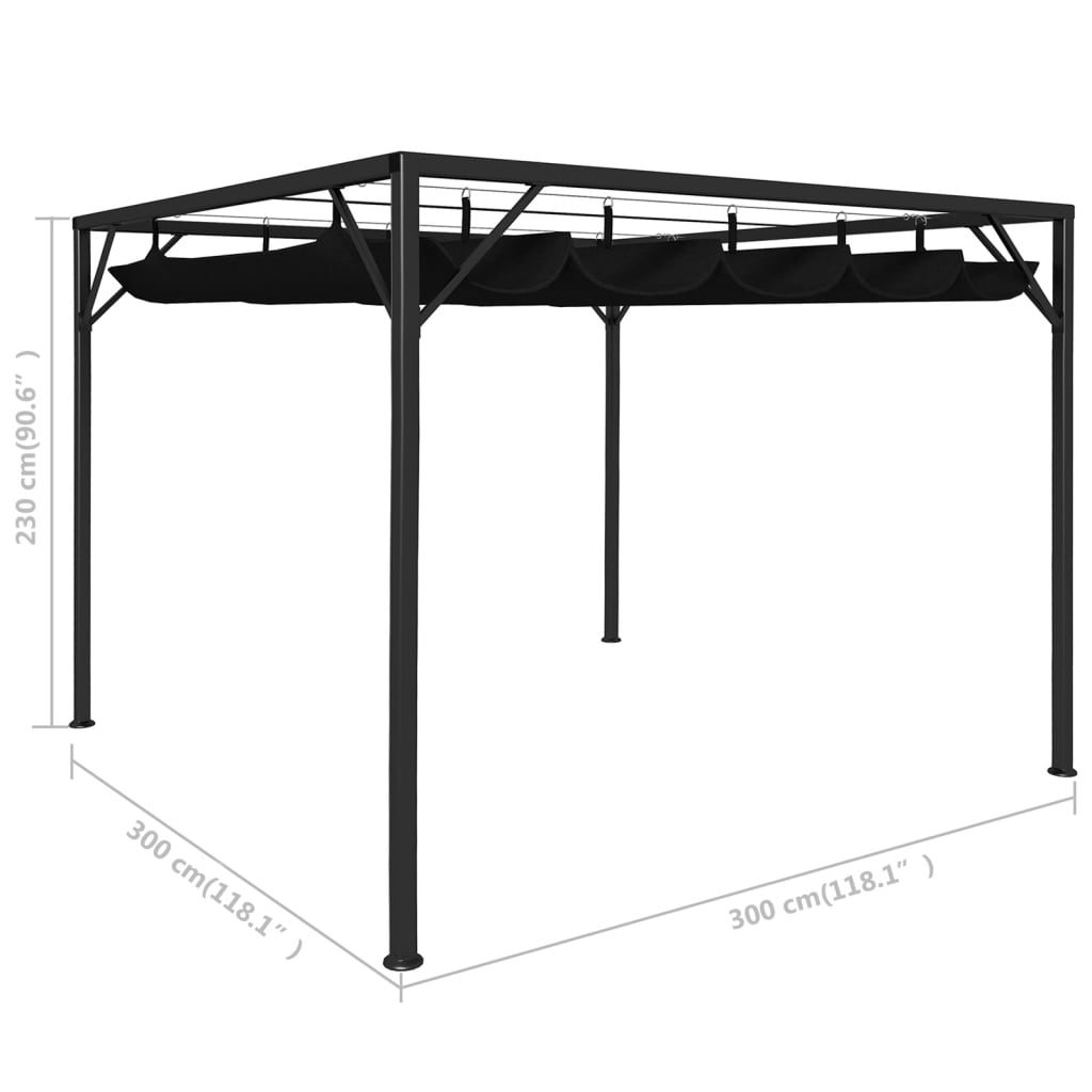 Tonnelle de jardin avec toit rétractable 180 g/m² 3x3 m