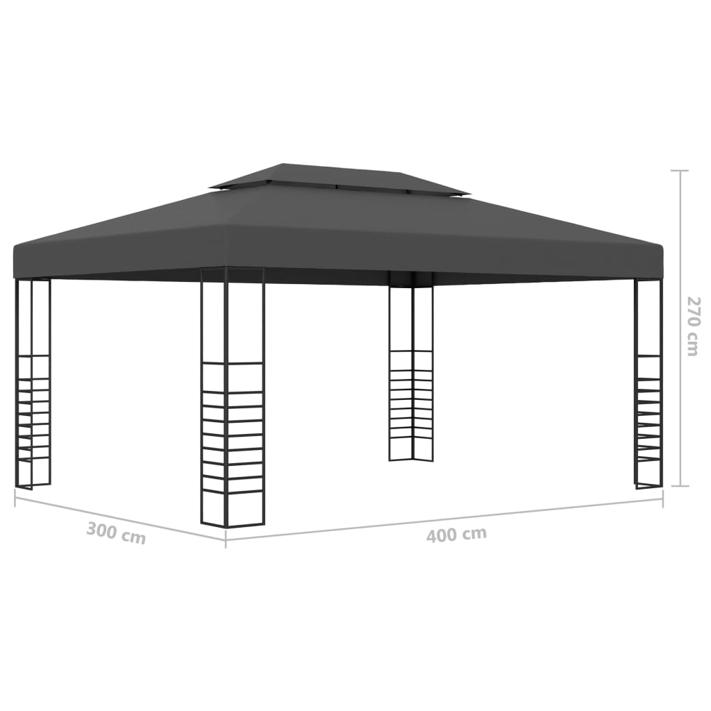 Tuinprieel 4x3x2,7 m gepoedercoat staal