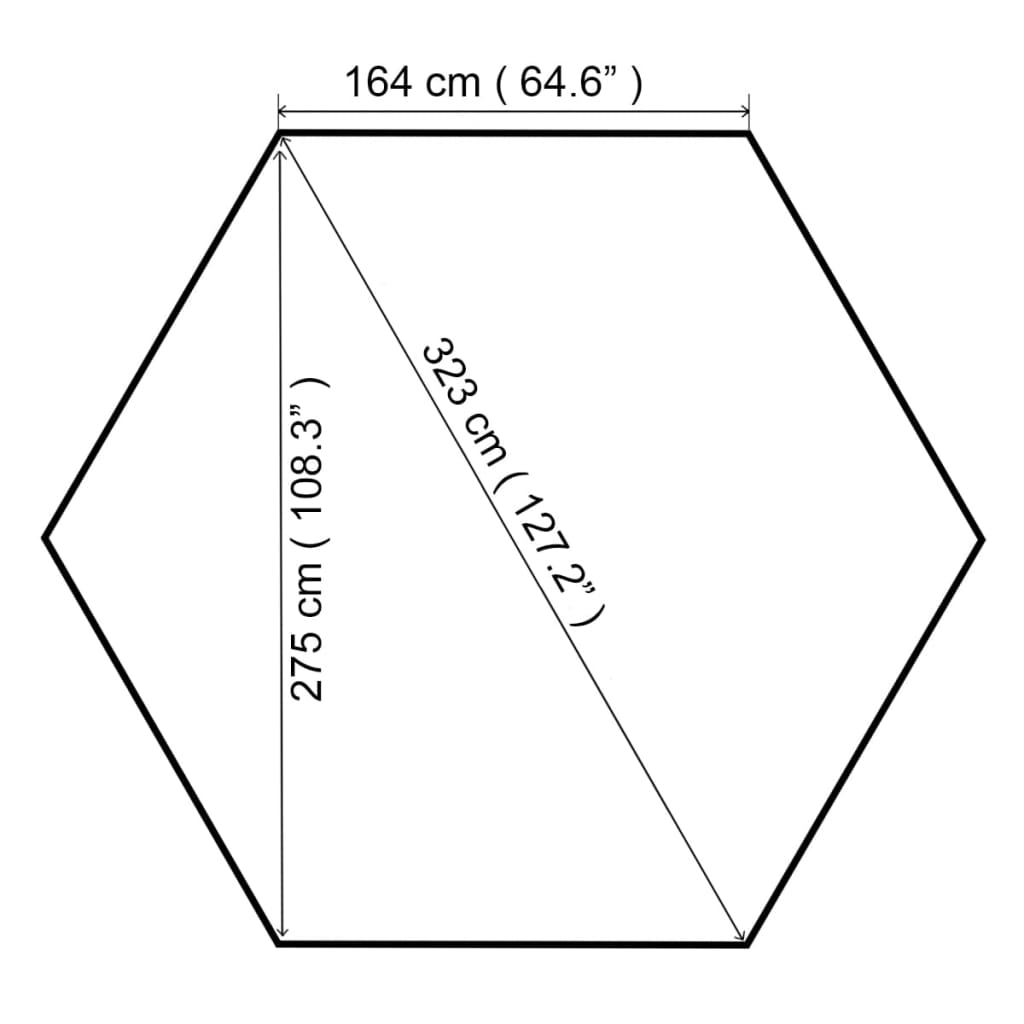 Tonnelle de jardin 323x265 cm hexagonale