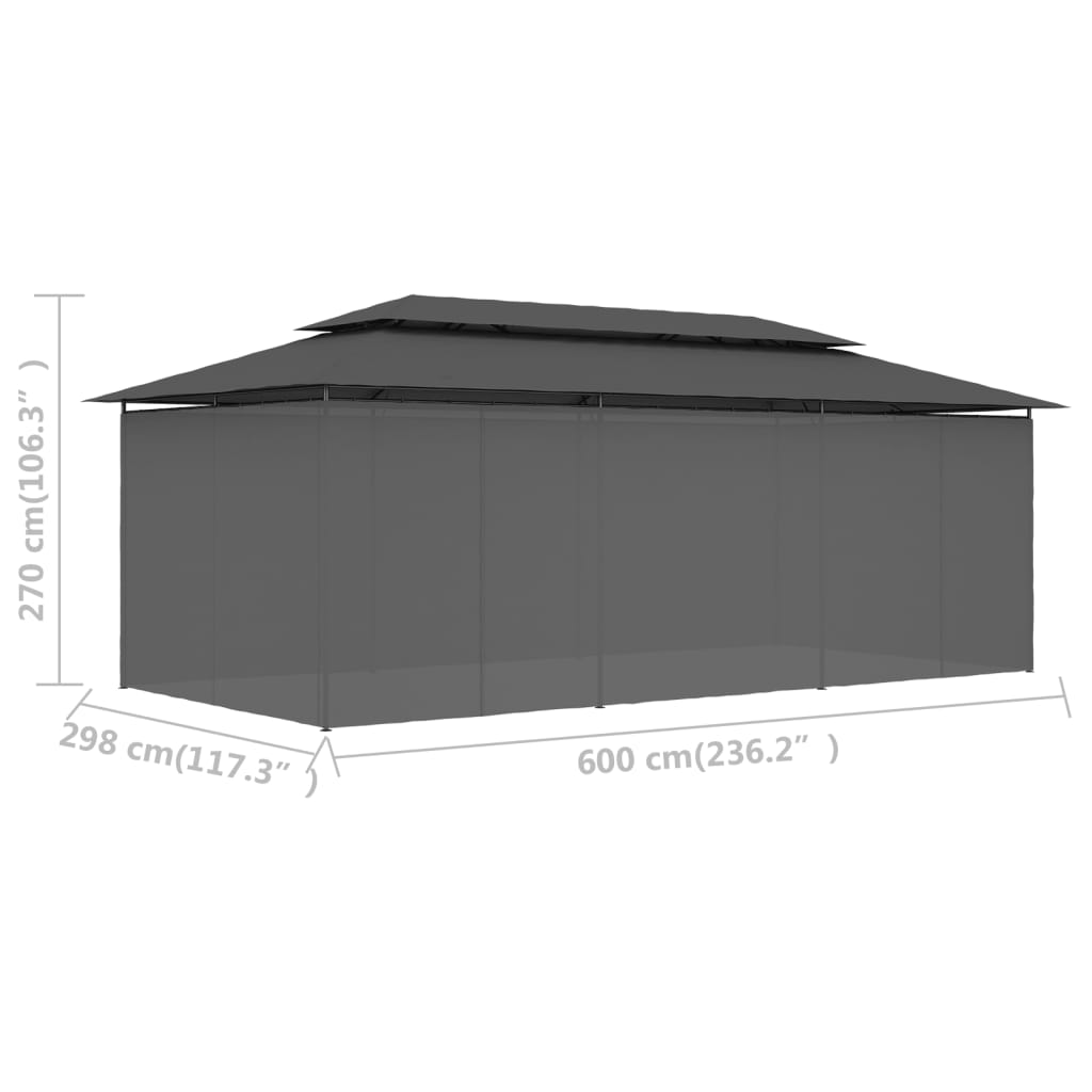 Gazebo avec rideaux 600x298x270 cm