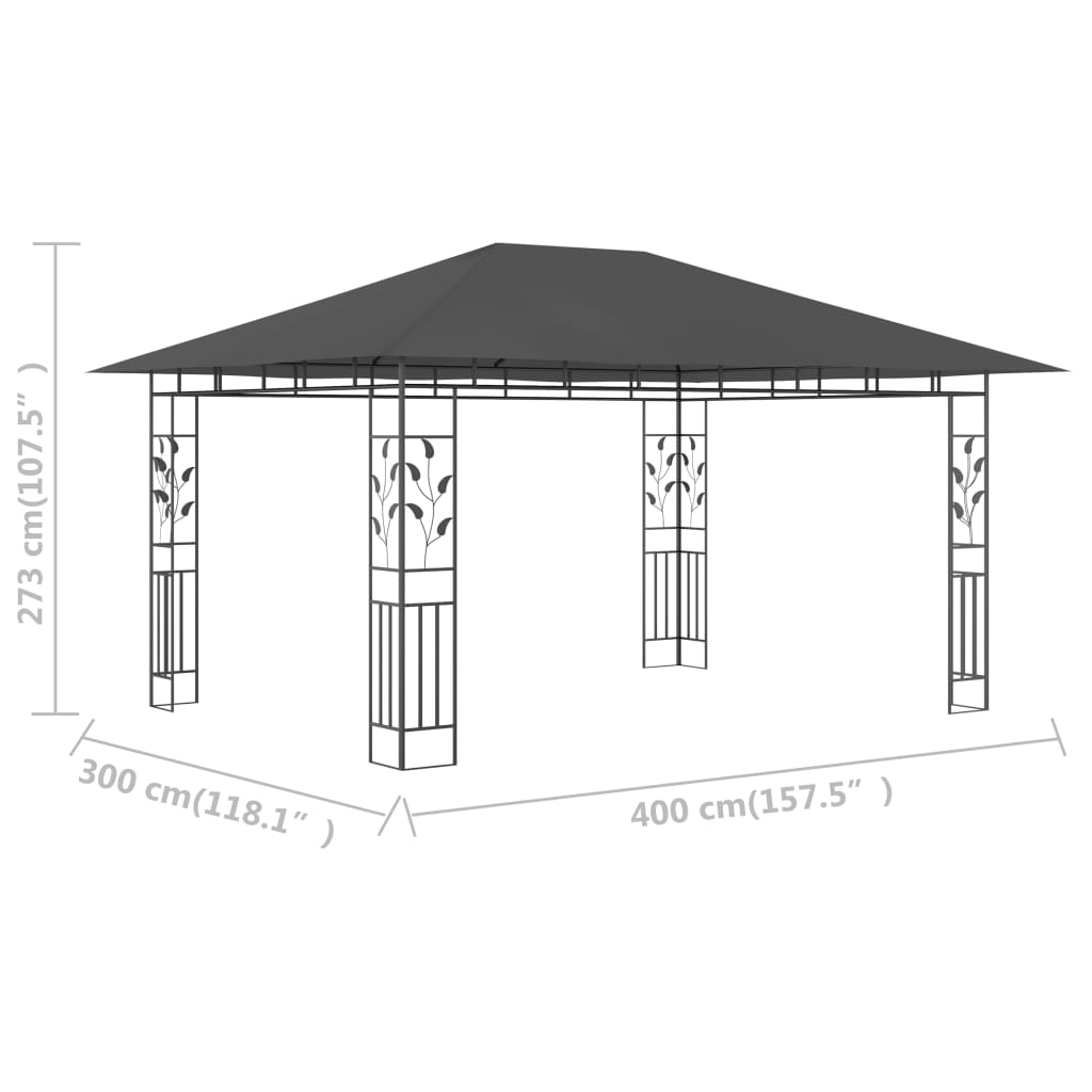 Prieel met klamboe 6x3x2,73 m