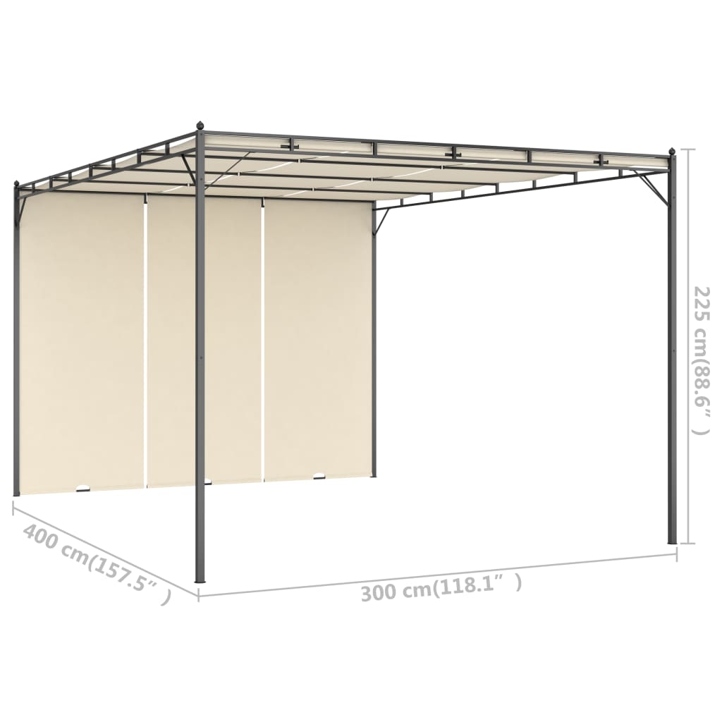 Tuinprieel met zijgordijn 4x3x2,25 m