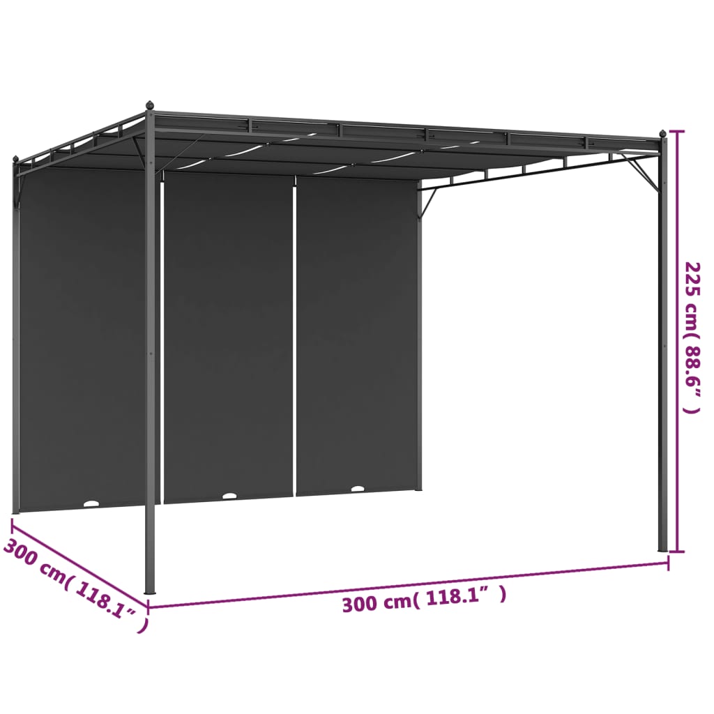 Tuinprieel met zijgordijn 4x3x2,25 m