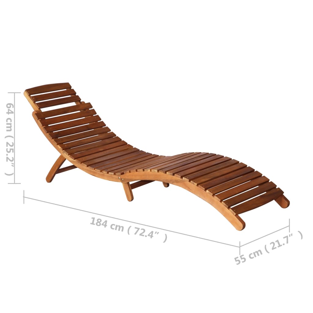 Ligbed 184x55x64 cm massief acaciahout