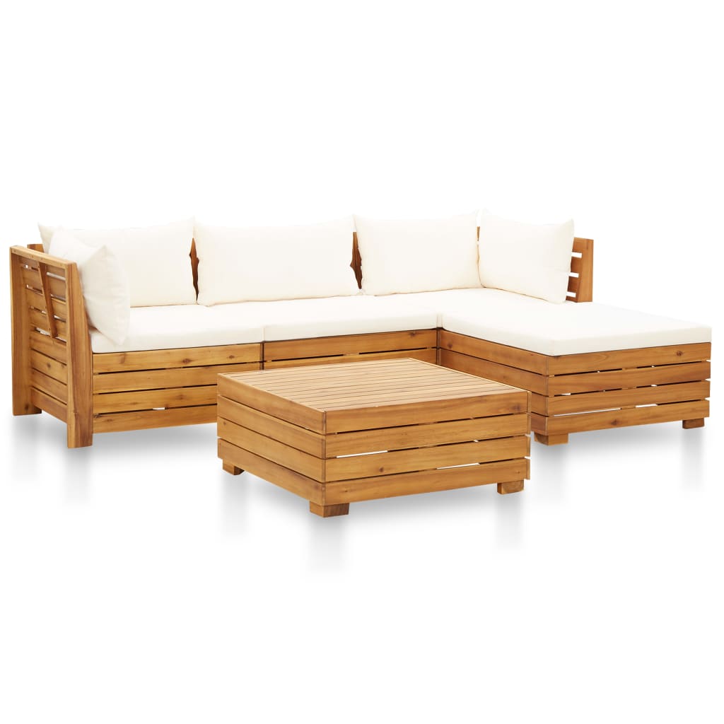 Banc de jardin 4 places avec coussins en bois d'acacia massif