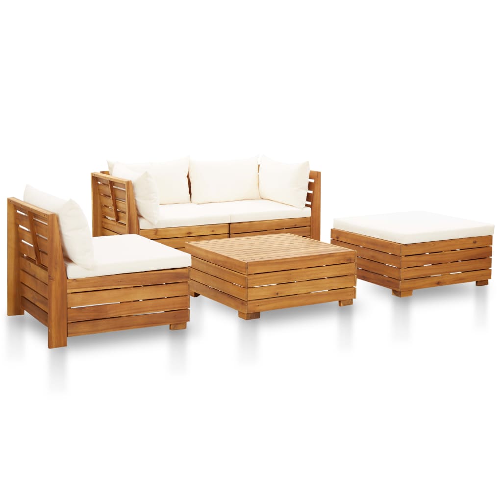 Banc de jardin 4 places avec coussins en bois d'acacia massif