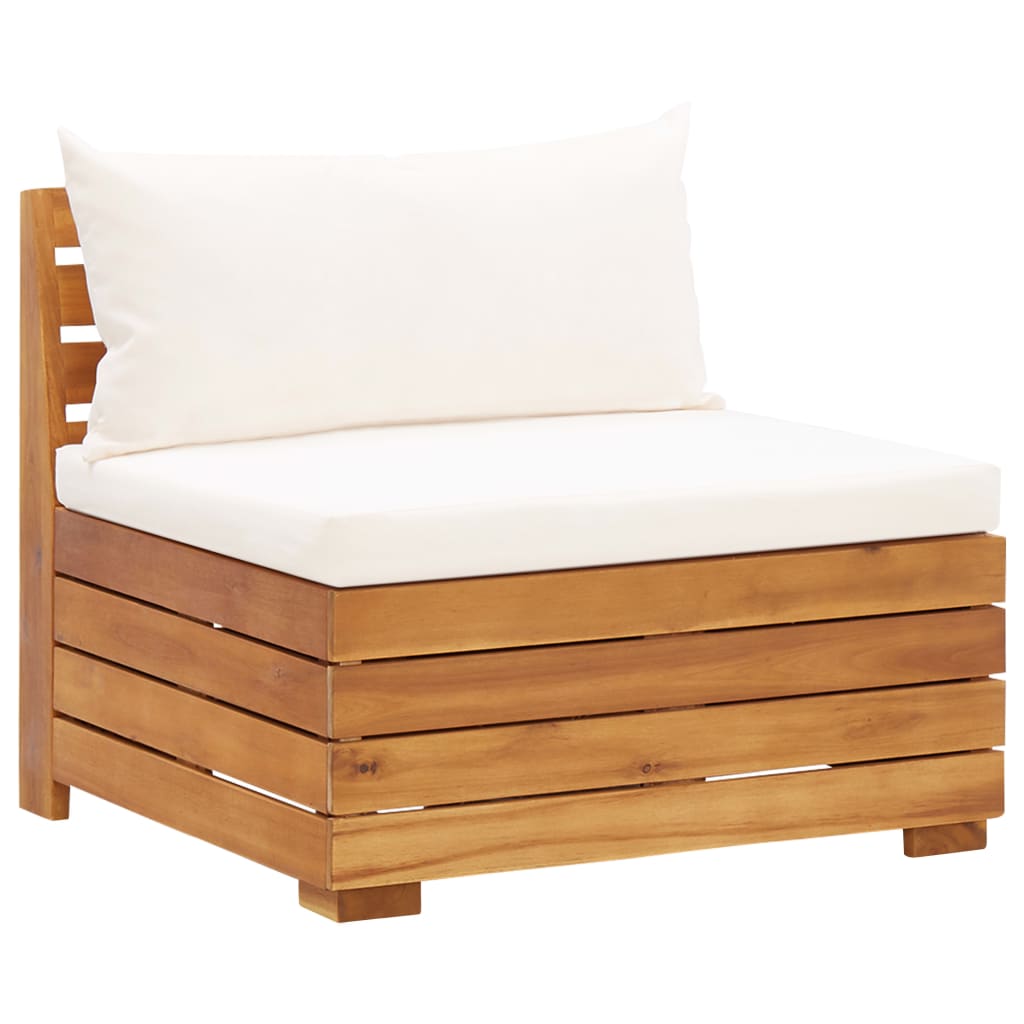 Banc de jardin 4 places avec coussins en bois d'acacia massif