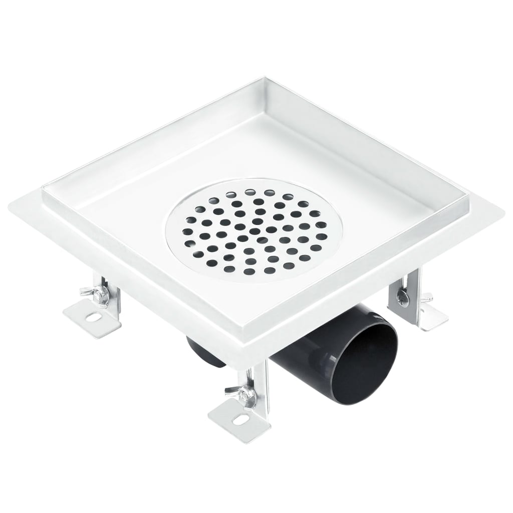 Caniveau de douche avec couvercles 2 en 1 23x23 cm en acier inoxydable