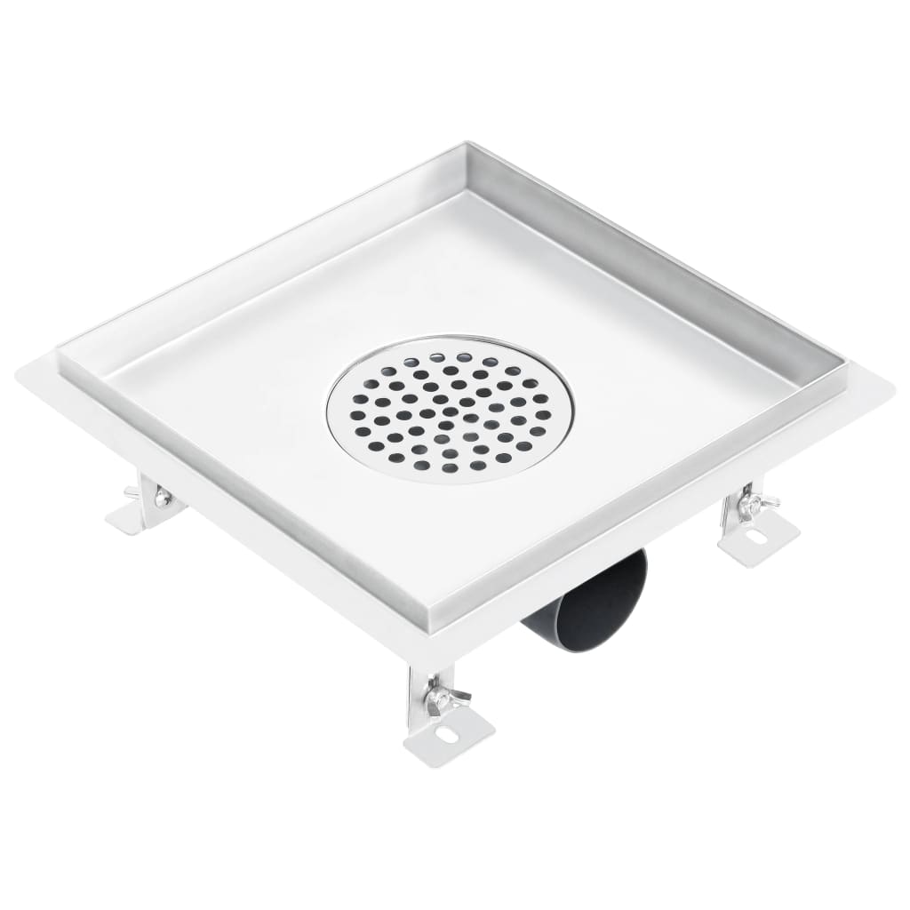 Caniveau de douche avec couvercles 2 en 1 23x23 cm en acier inoxydable