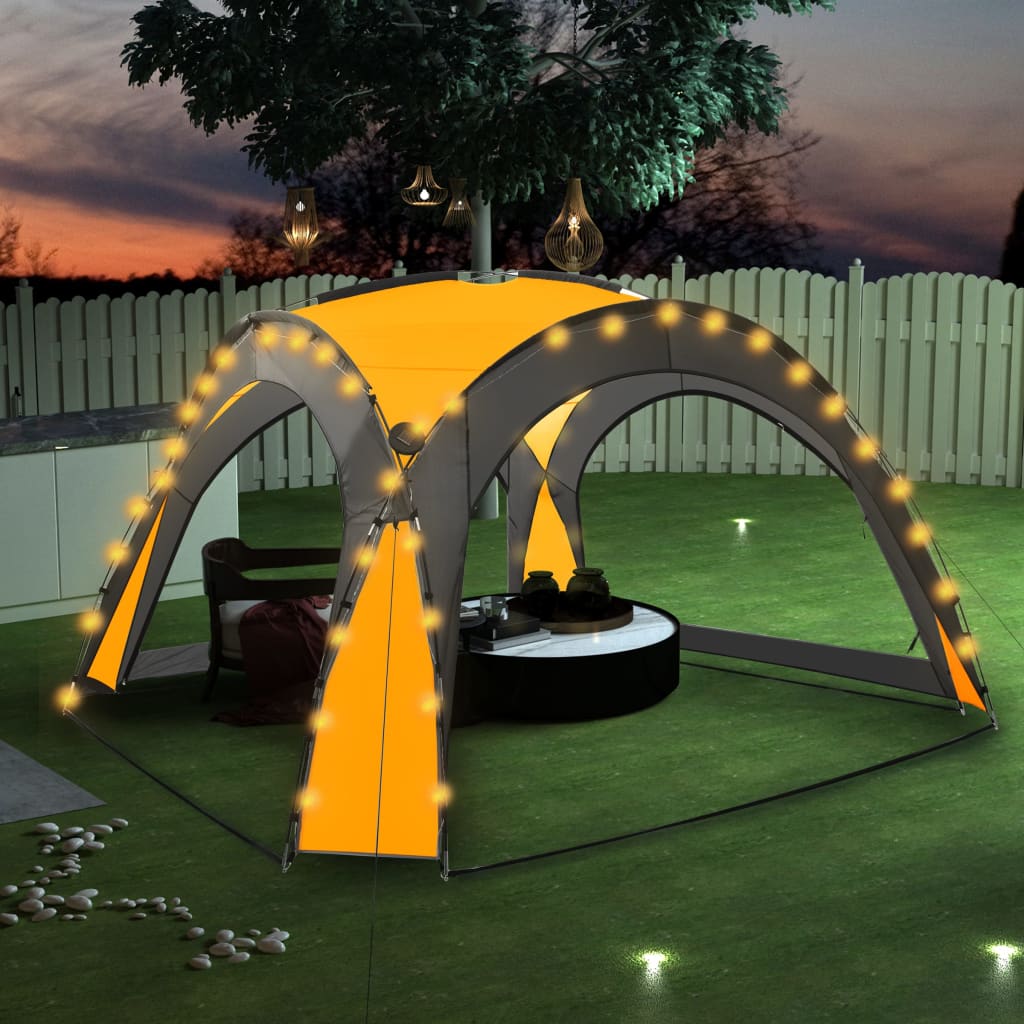 Tente de fête avec LED 4 parois latérales 3,6x3,6x2,3 m