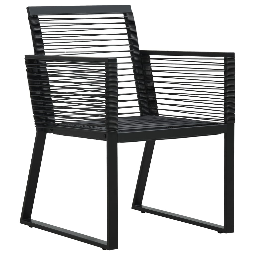 Chaises de jardin 4 pcs corde rotin noir