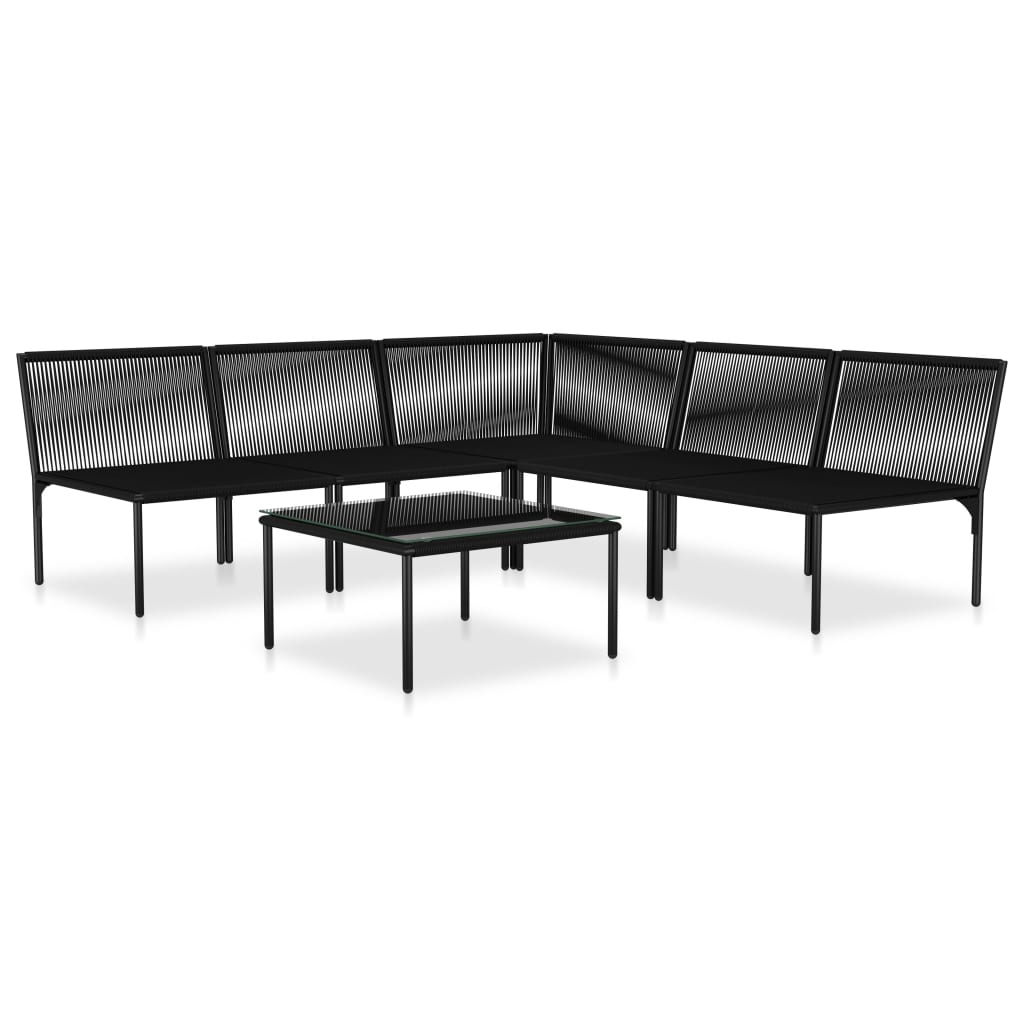 6-delige Loungeset met kussens PVC zwart