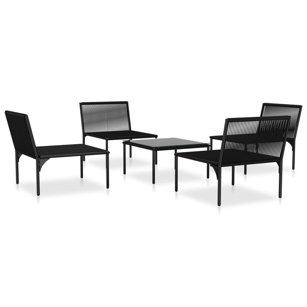 6-delige Loungeset met kussens PVC zwart