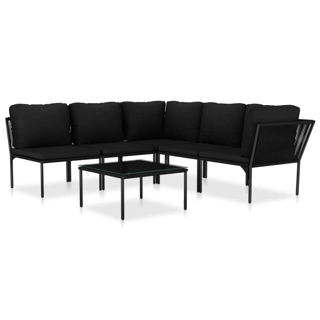 6-delige Loungeset met kussens PVC zwart