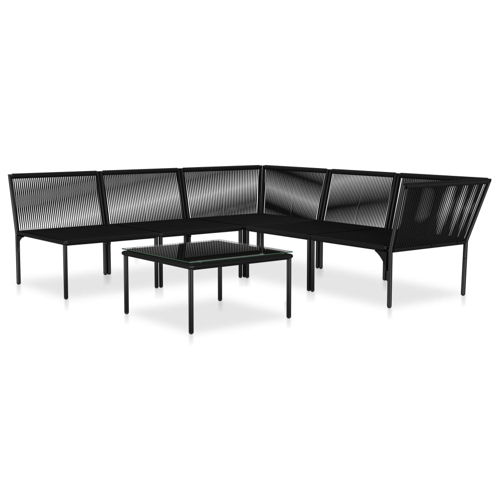 6-delige Loungeset met kussens PVC zwart