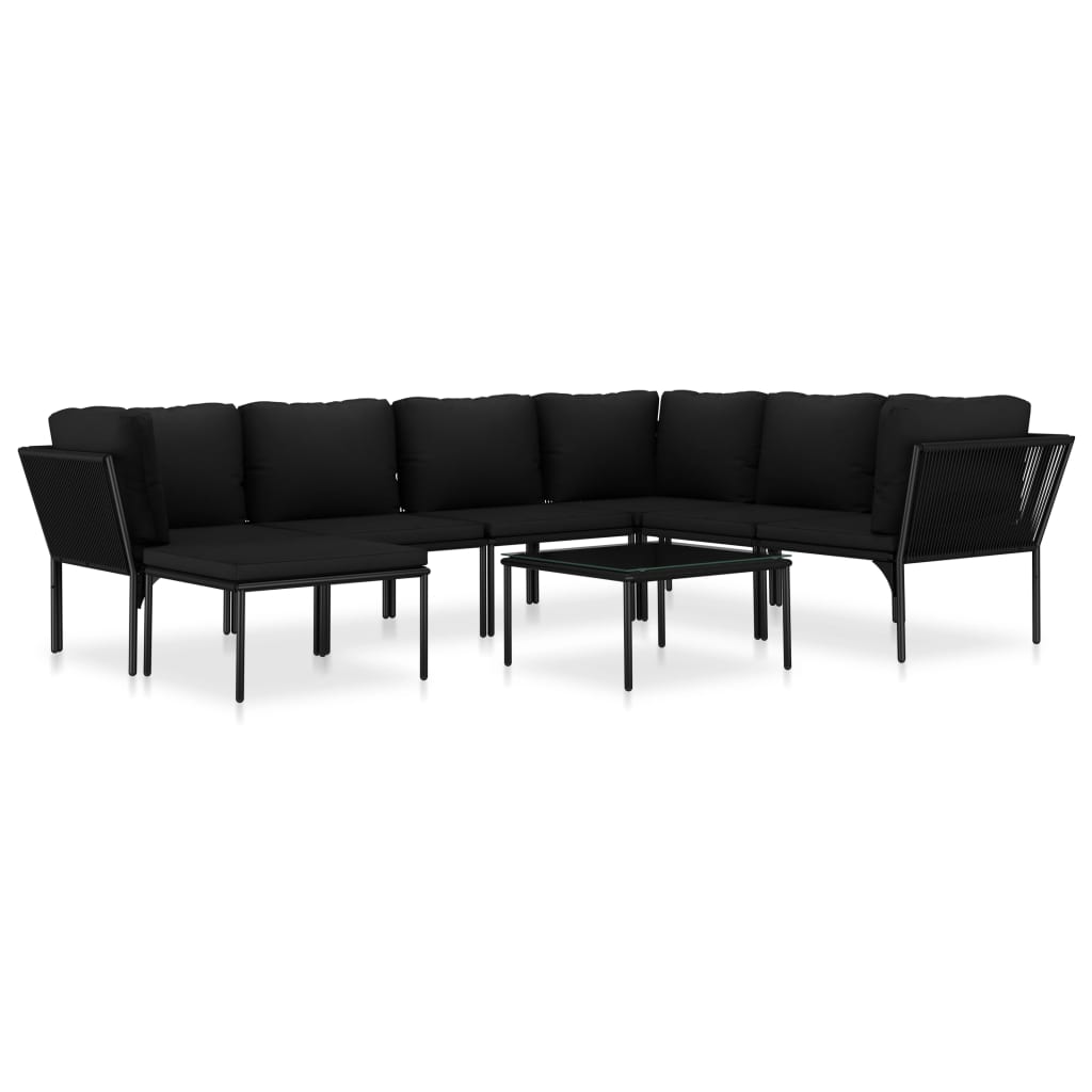 6-delige Loungeset met kussens PVC zwart