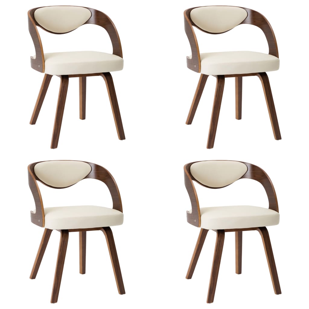 Chaises de salle à manger 2 pcs bois courbé cuir artificiel couleur crème