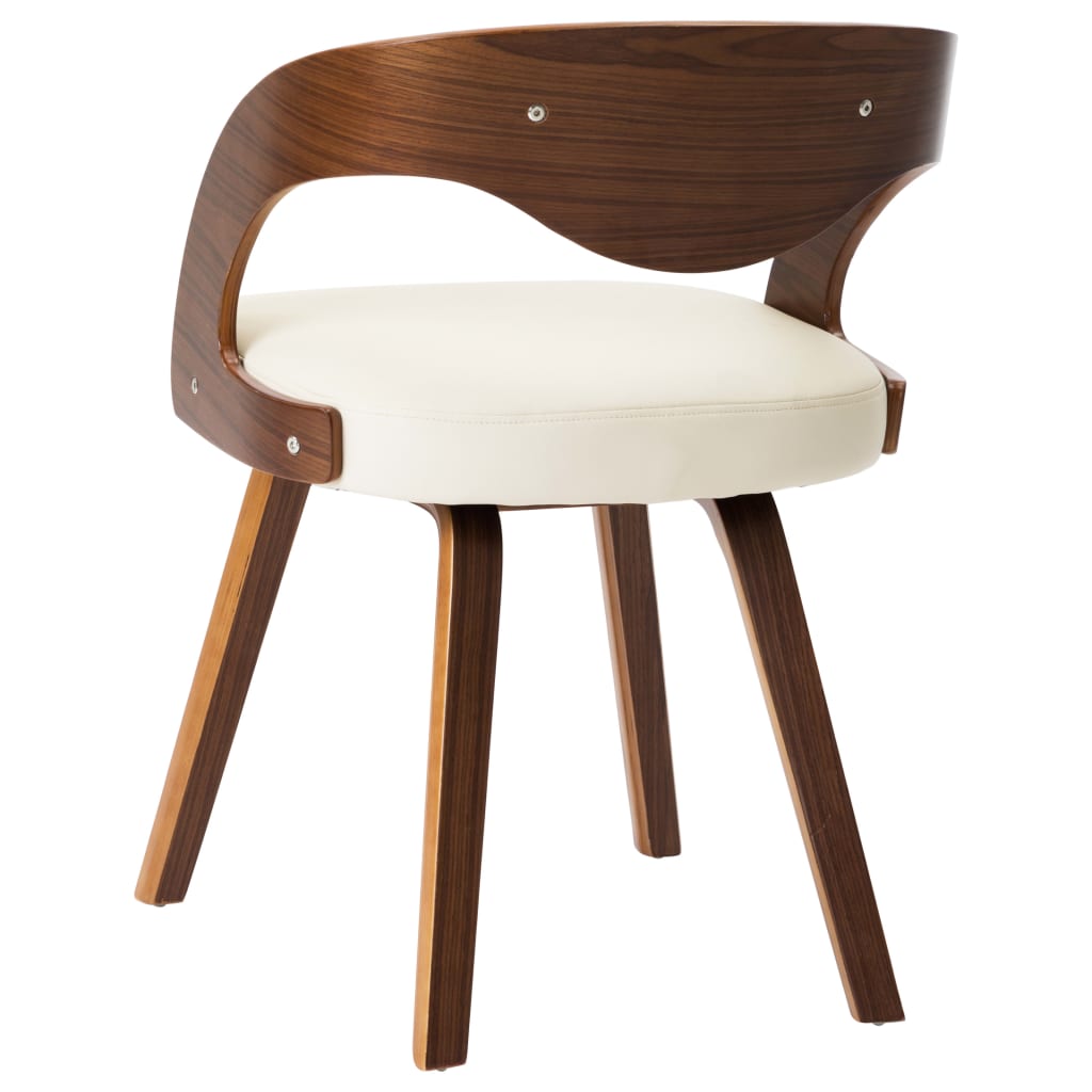 Eetkamerstoelen 2 st gebogen hout kunstleer crèmekleurig