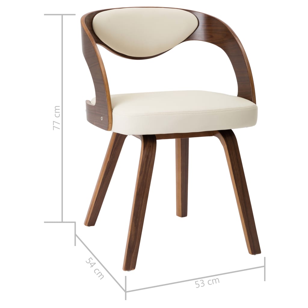 Eetkamerstoelen 2 st gebogen hout kunstleer crèmekleurig