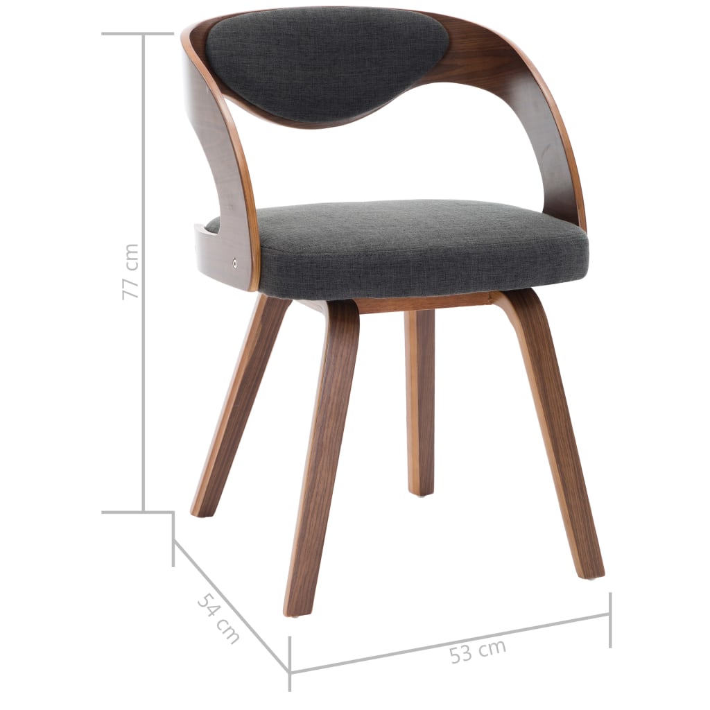 Eetkamerstoelen 2 st gebogen hout stof donkergrijs