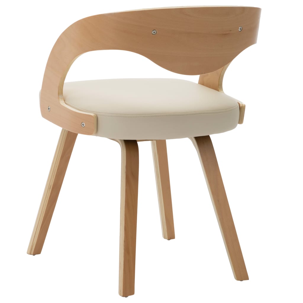 Eetkamerstoelen 2 st gebogen hout kunstleer crèmekleurig