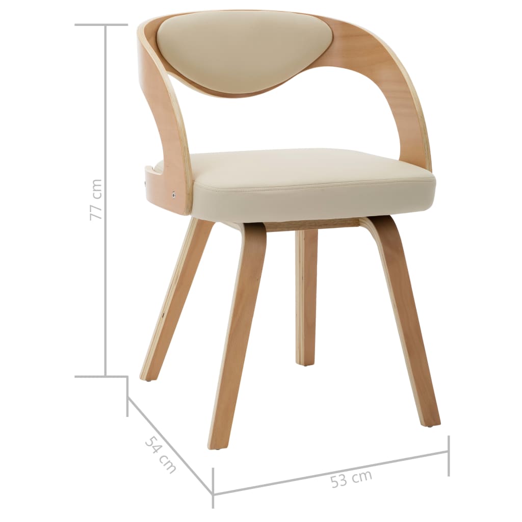 Chaises de salle à manger 2 pcs bois courbé cuir artificiel couleur crème