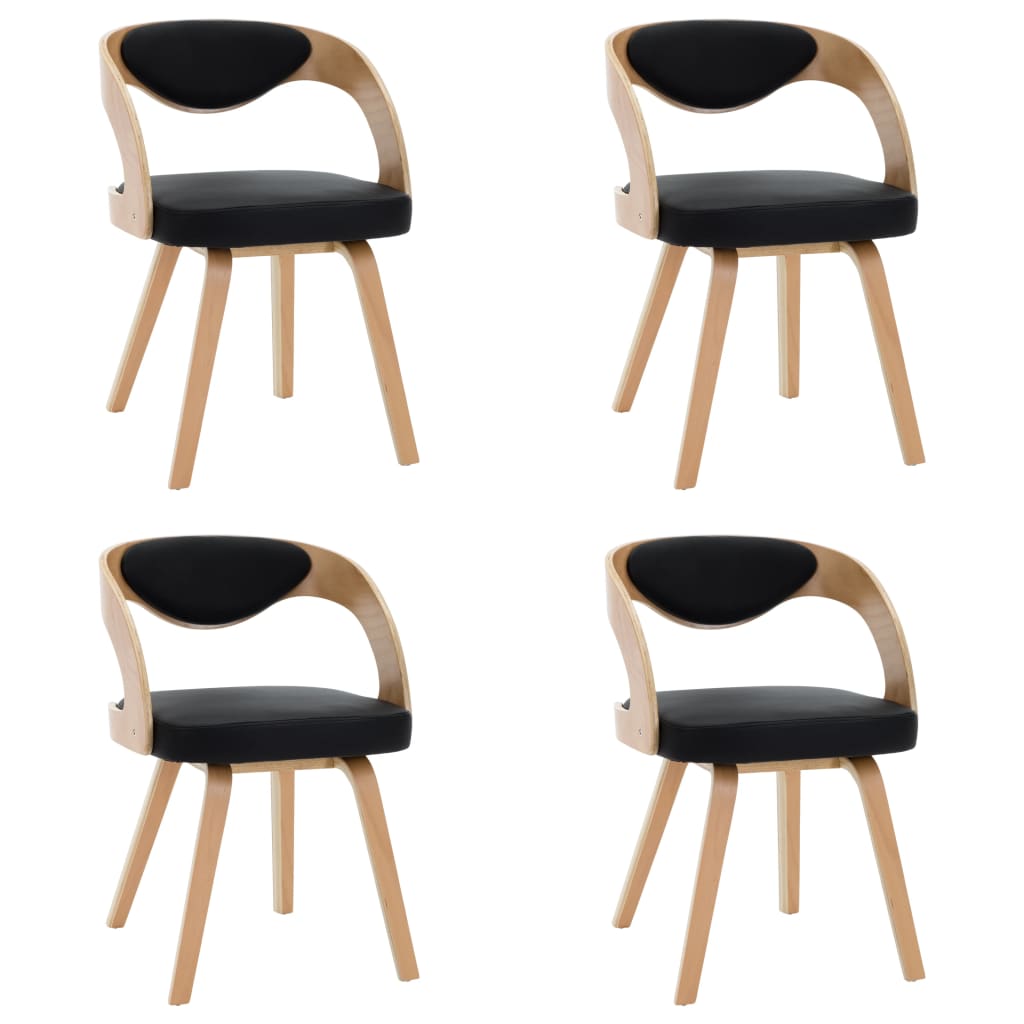 Eetkamerstoelen 2 st gebogen hout kunstleer crèmekleurig