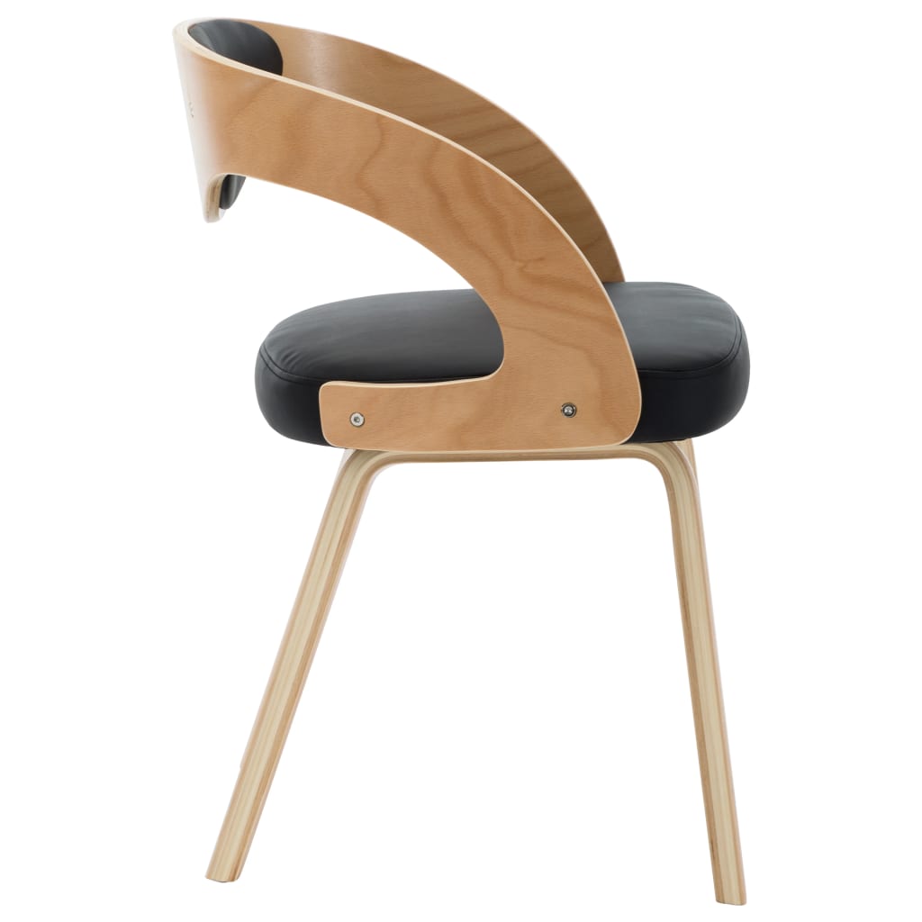 Eetkamerstoelen 2 st gebogen hout kunstleer crèmekleurig