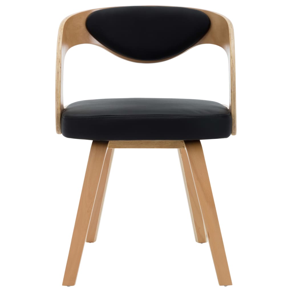 Eetkamerstoelen 2 st gebogen hout kunstleer crèmekleurig