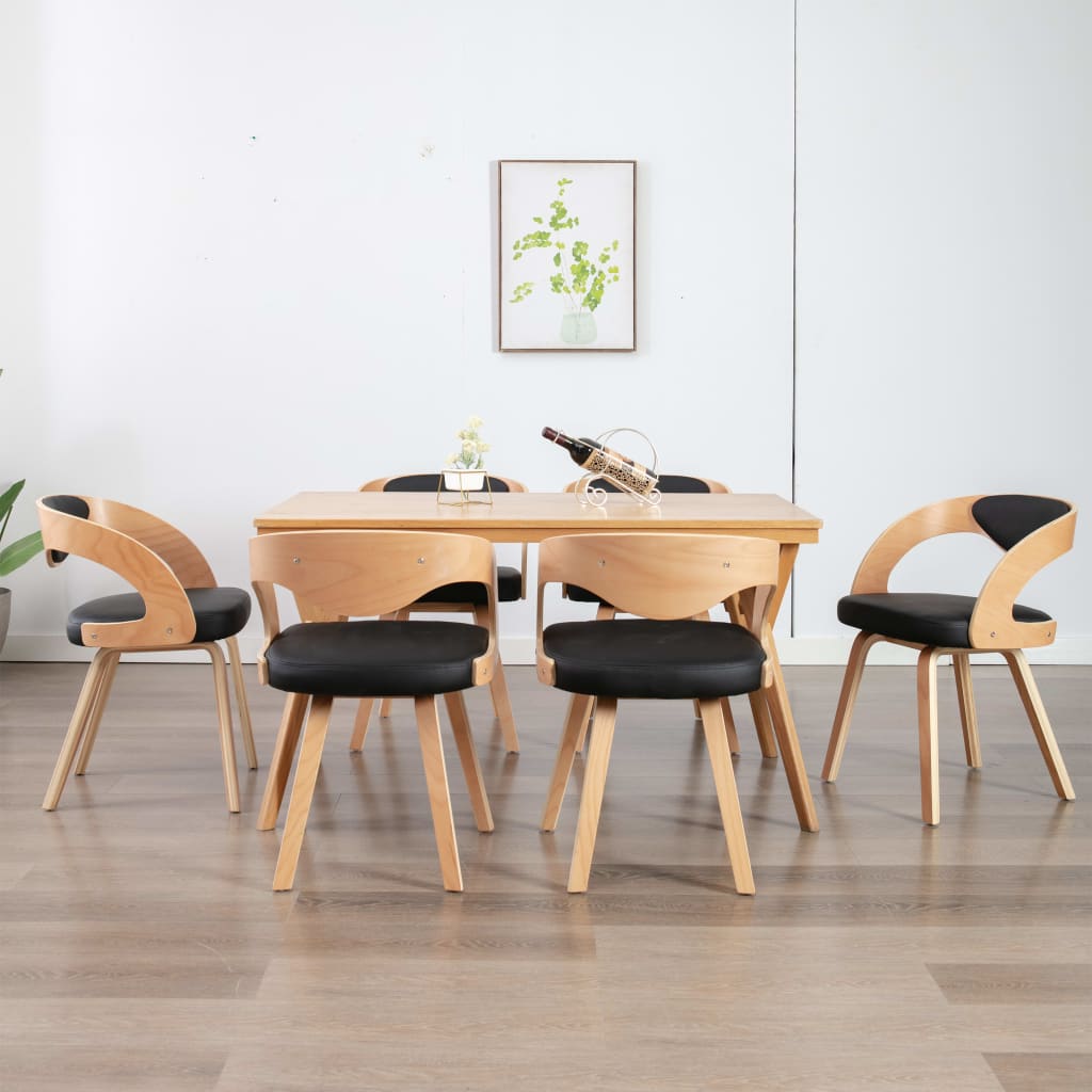 Eetkamerstoelen 2 st gebogen hout kunstleer crèmekleurig