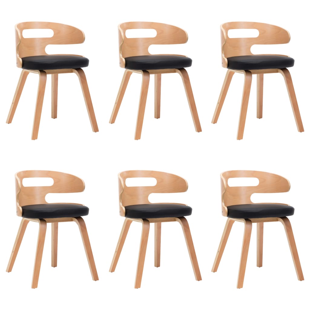 Chaises de salle à manger 6 pcs bois courbé simili cuir