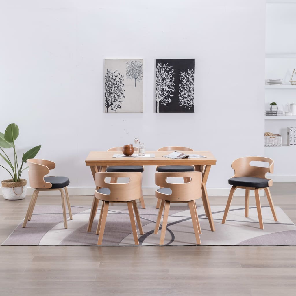 Eetkamerstoelen 2 st gebogen hout kunstleer crèmekleurig