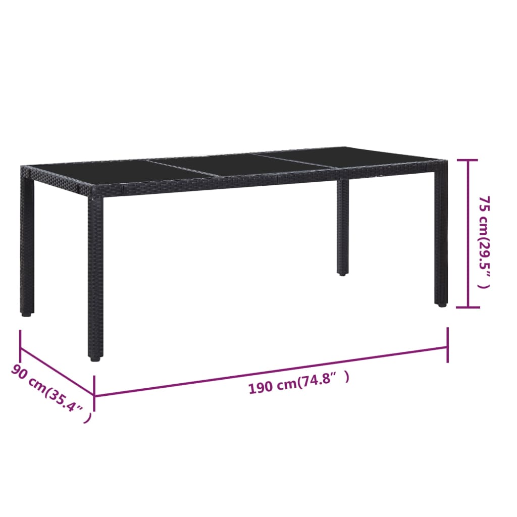 5-delige Tuinset poly rattan zwart