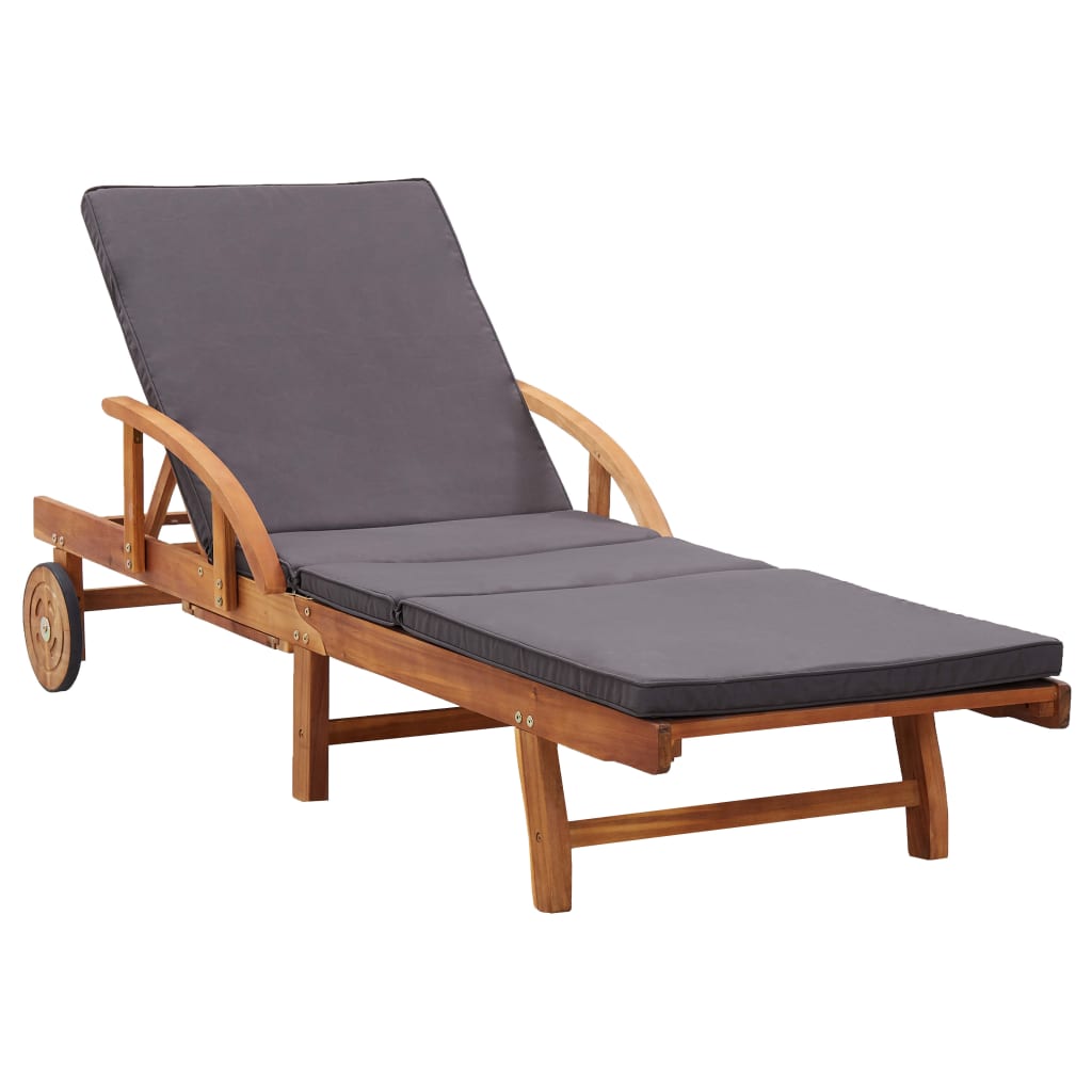 Bain de soleil avec coussin en bois d'acacia massif