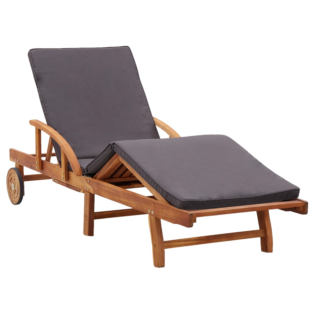 Bain de soleil avec coussin en bois d'acacia massif