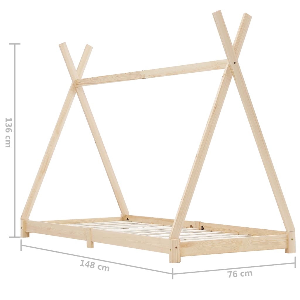 Kinderbedframe massief grenenhout 90x200 cm