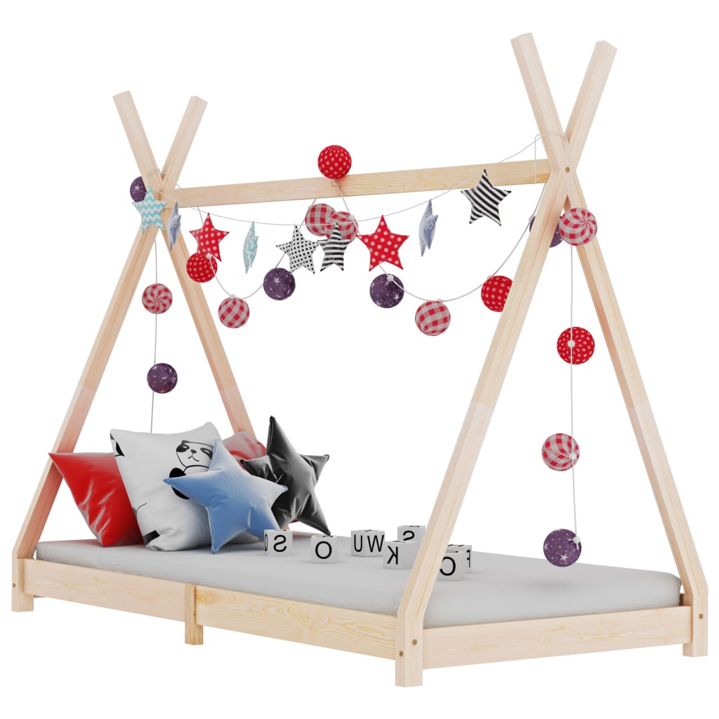 Kinderbedframe massief grenenhout 90x200 cm