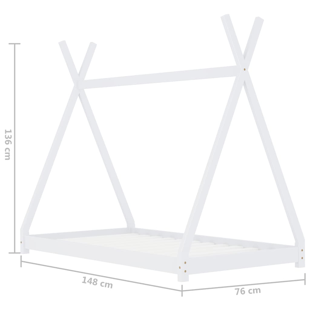 Kinderbedframe massief grenenhout 80x160 cm