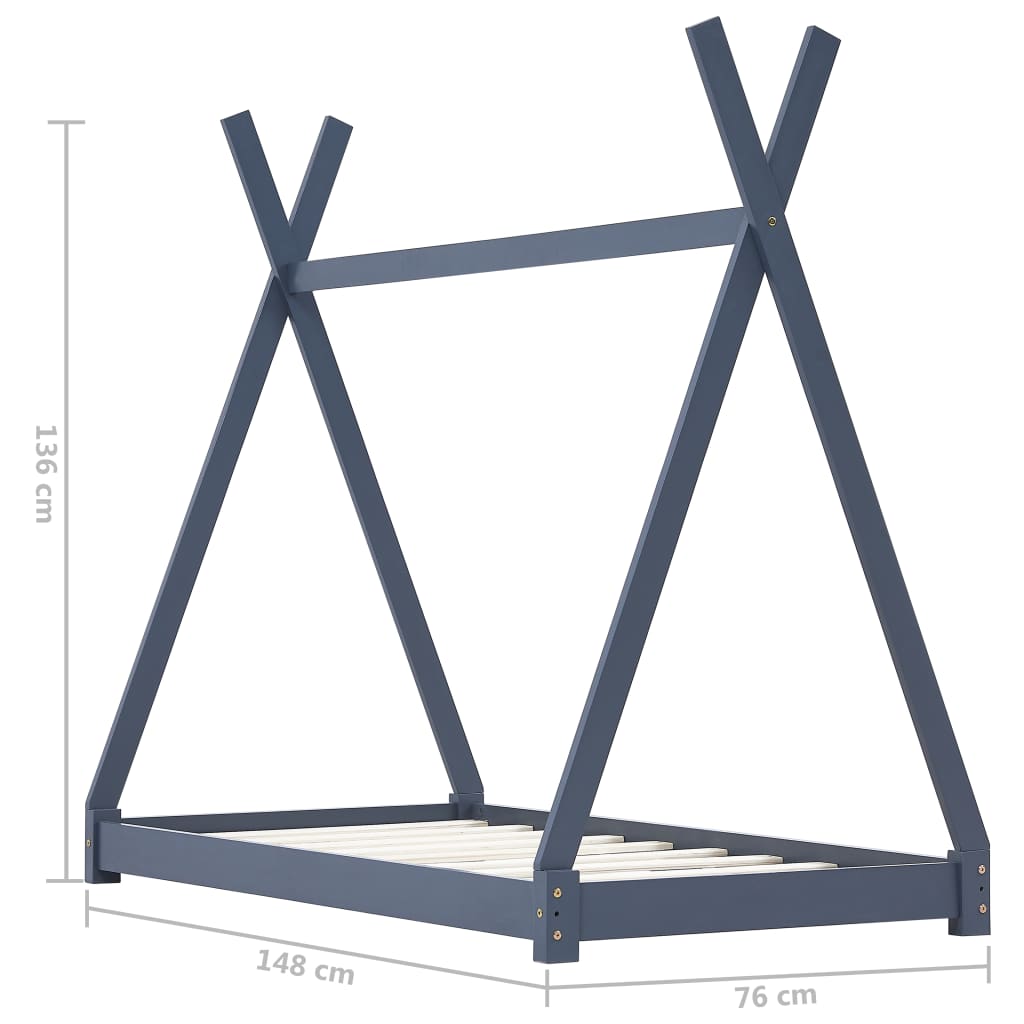 Kinderbedframe massief grenenhout 80x160 cm