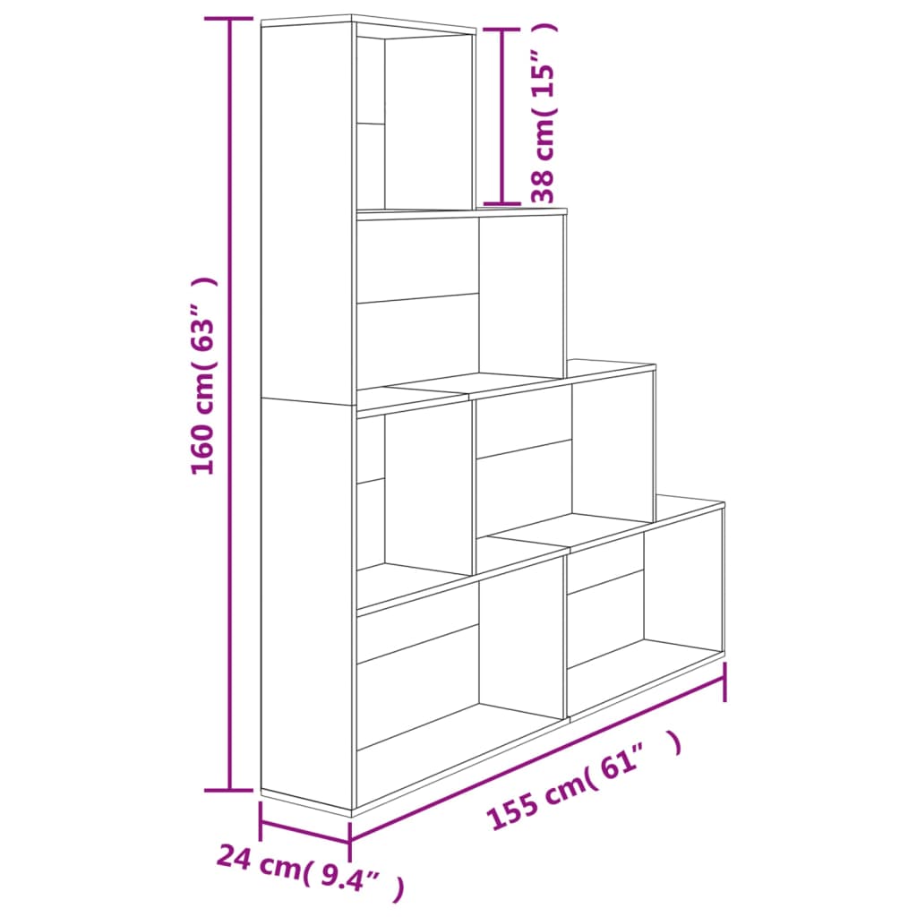 Boekenkast 155x24x160 cm eikenkleurig