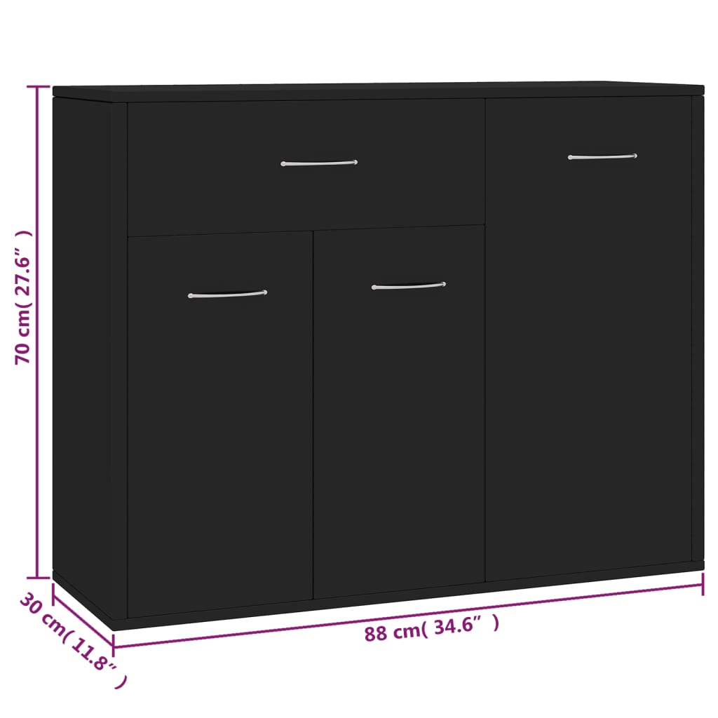 Dressoir 88x30x70 cm bewerkt hout eikenkleurig