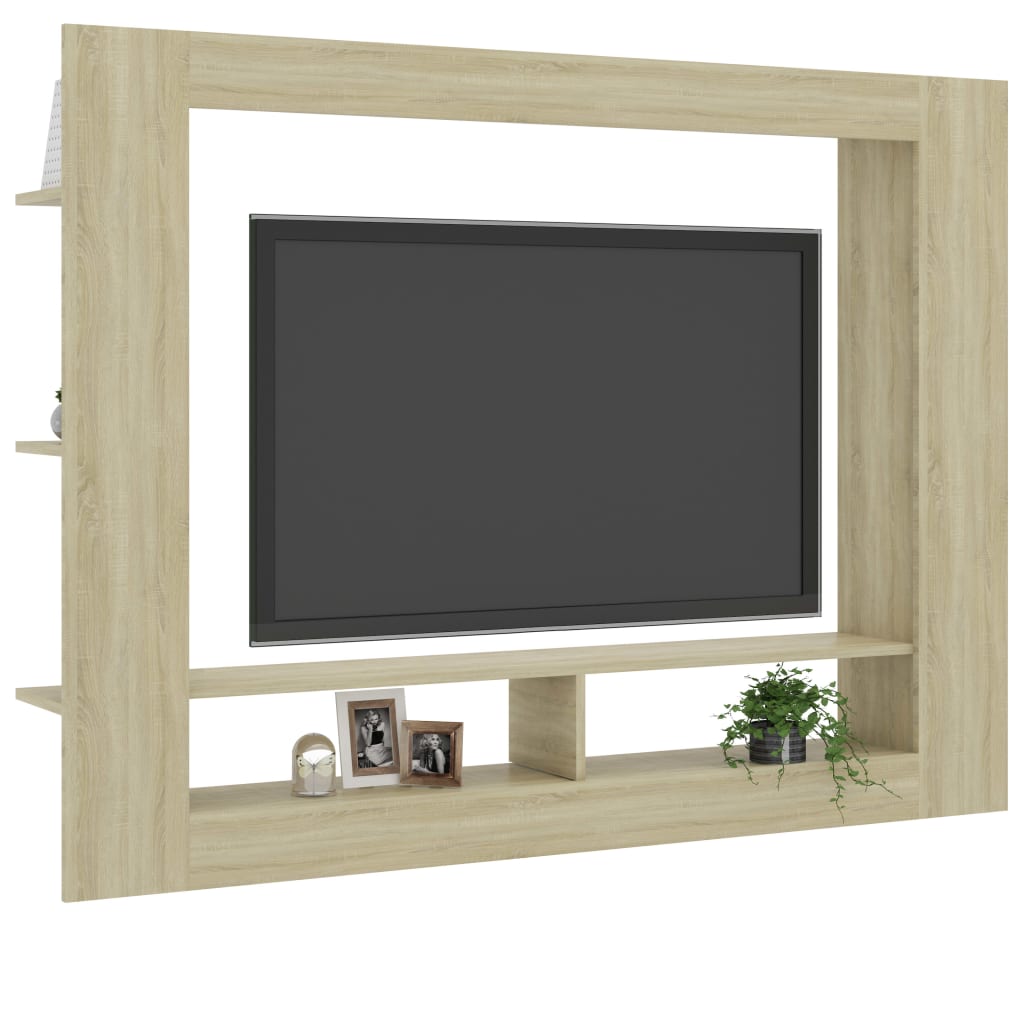 Tv-meubel 152x22x113 cm bewerkt hout eikenkleurig