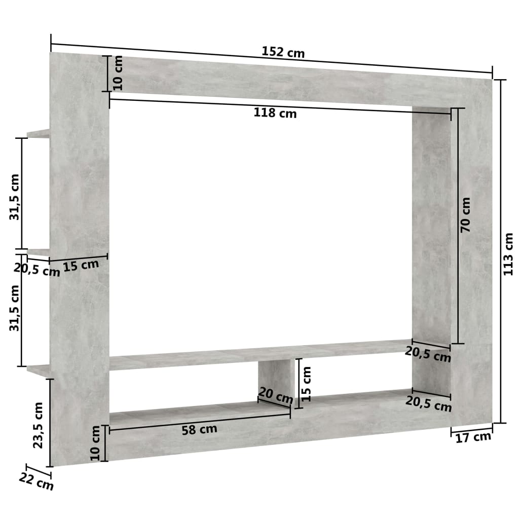 Meuble TV 152x22x113 cm ouvré en bois couleur chêne