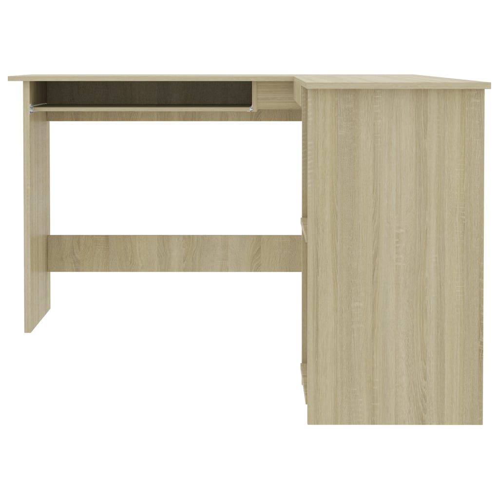 Bureau d'angle 120x140x75 cm en dérivé du bois coloris chêne