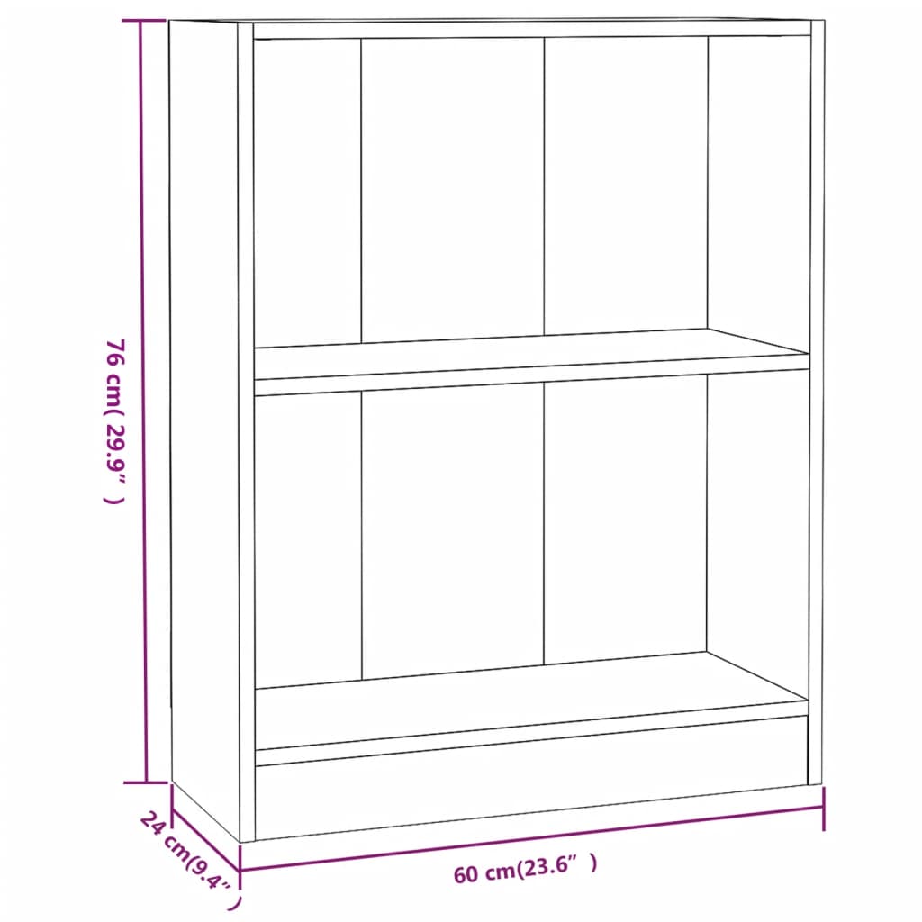 Boekenkast 60x24x76 cm bewerkt hout grijs sonoma eikenkleurig